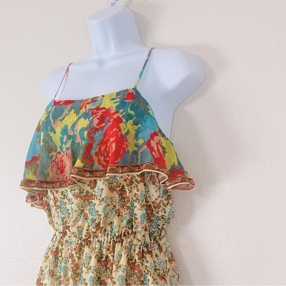 Joie Rominette Silk Flounce Floral Ruffle Praire Boho Maxi Dress Size S